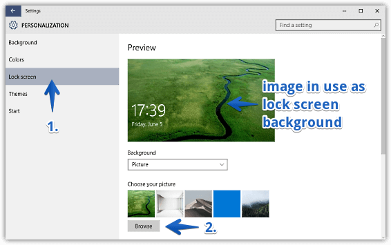 windows 10 select custom image as lock screen background