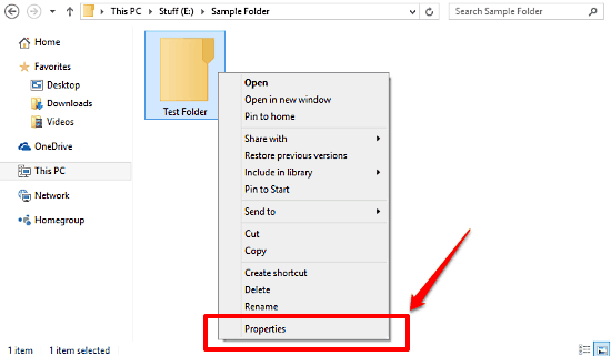 windows 10 select folder properties