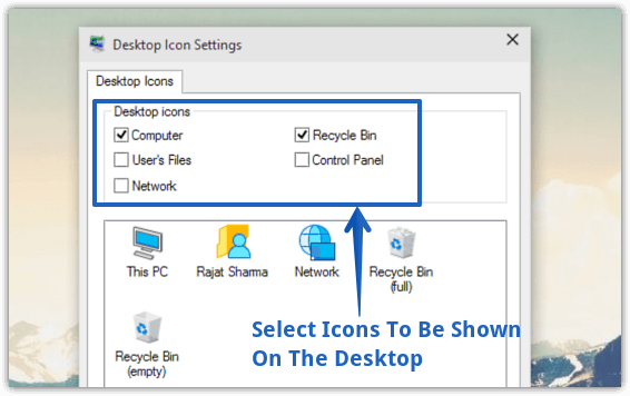 windows 10 select icons to be shown