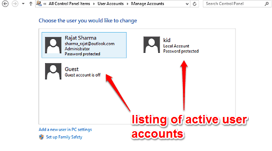 windows user accounts