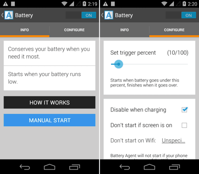 Battery in Agent for Android