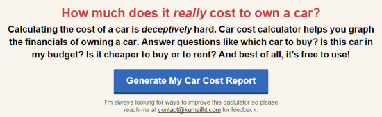 Car Cost Calculator Interface