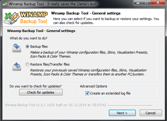 Choose Backup Files