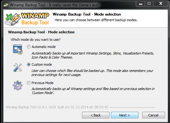 Choose Backup Mode
