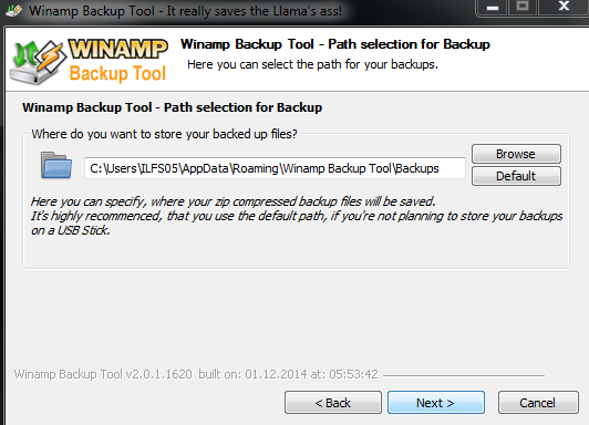 Choose Backup Storage Location