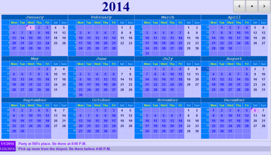 Free Calendar For Windows - Ultimate Calender - Interface