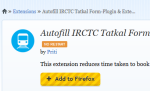 IRCTC tatkal booking plugin for Firefox