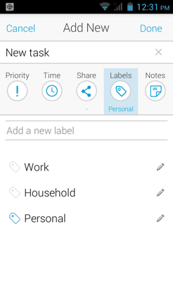 Labels in 24Me for Android