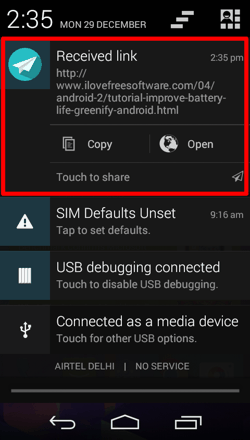 Notification Received from Sendroid