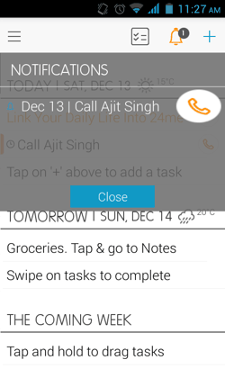 Notifications in 24me for Android
