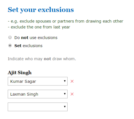 Set Exclusions