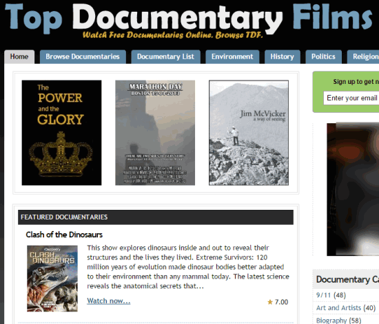 Top Documentary Films- homepage