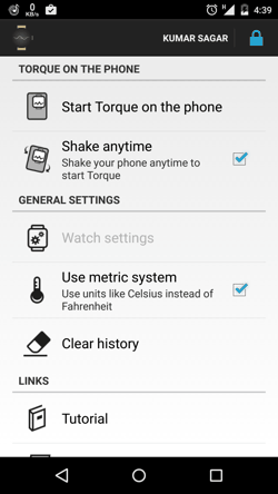Torque  for Android Settings