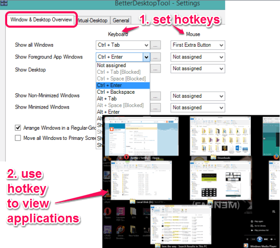 Window and Desktop Overview tab