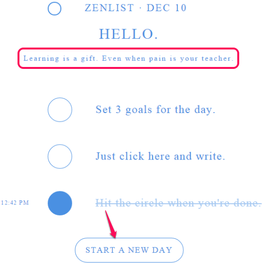 Zenlist- free to-do list maker website to set 3 goals for the day