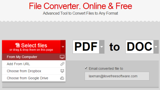 add files and select output format for every single file separately