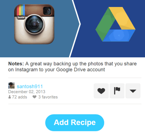 automatic backup Instagram photos to Google Drive using IFTTT recipe