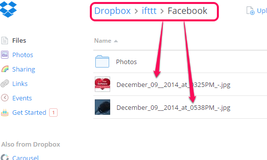 backup Facebook tagged photos to Dropbox
