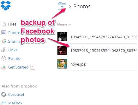 backup photos you upload to Facebook on your Dropbox account
