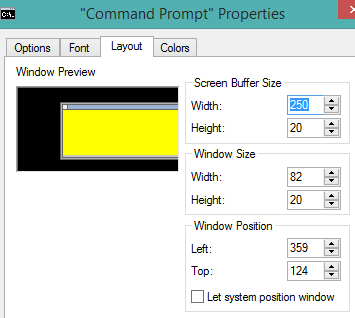 change window size and position