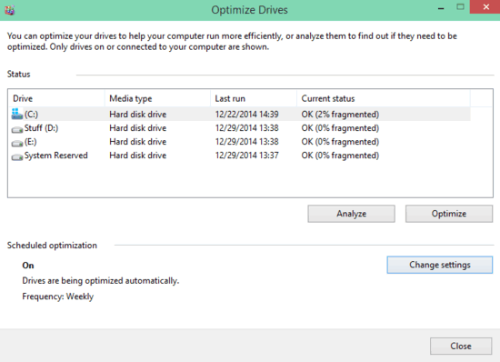 choose disk drives for automatic optimization