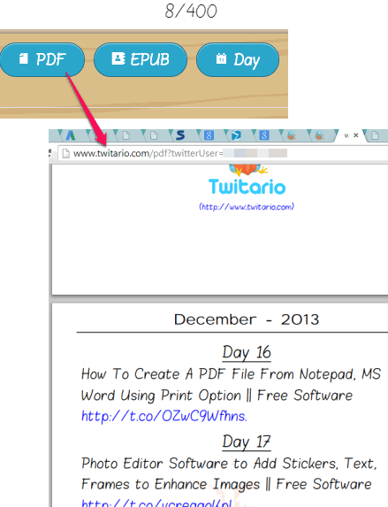 create PDF file or ePub file for your tweets