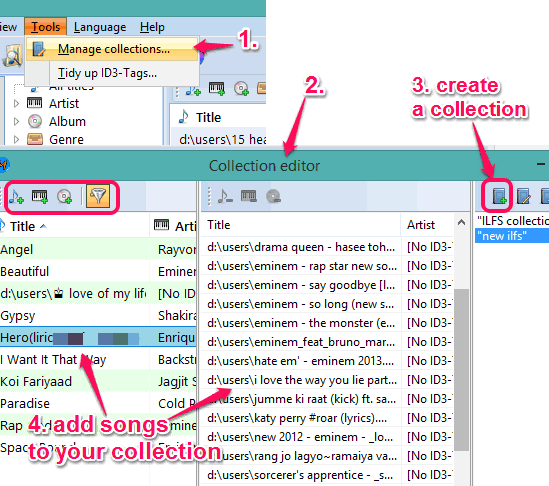 create a collection and add tracks