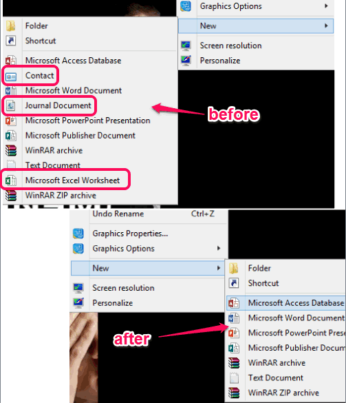 disable entries from right click sub-menu 'New'