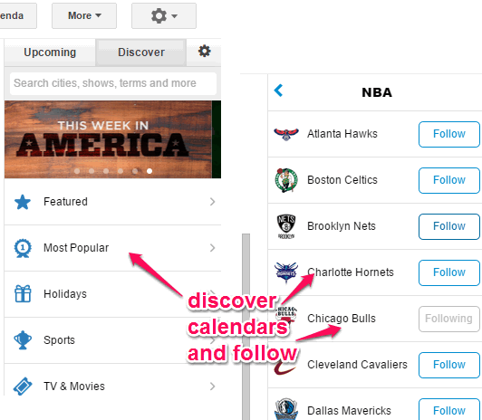 discover calendars and follow