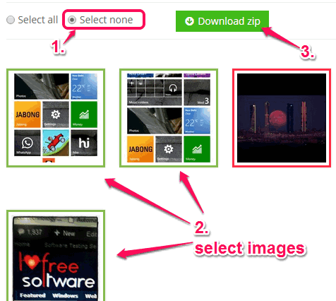 download only selected images