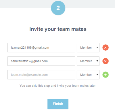 enter team name and invite members