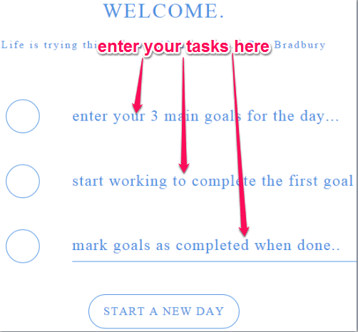 enter your 3 main tasks