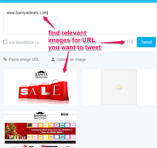 find relevant images for URL you want to tweet