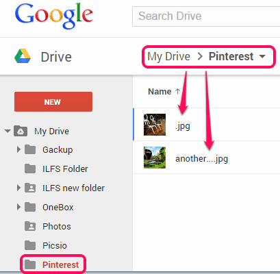 new pins will be uploaded to Google Drive in Pinterest folder automatically