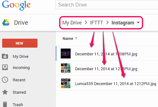 photos backup to Google Drive in Instagram folder