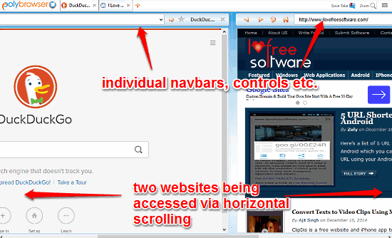 polybrowser horizontal scrolling