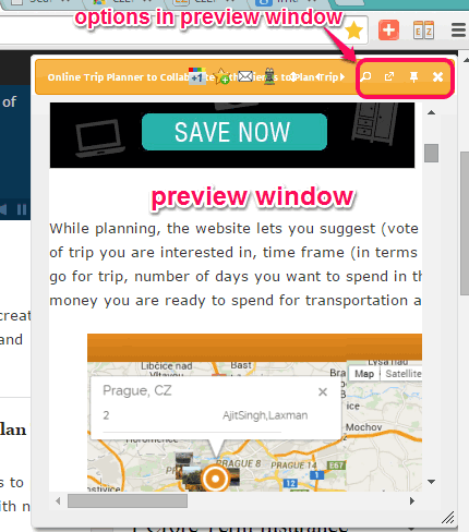 preview window opened