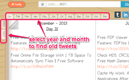 select year and month to find old tweets