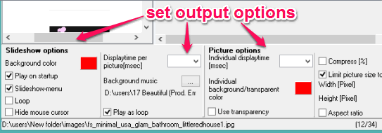 set output options