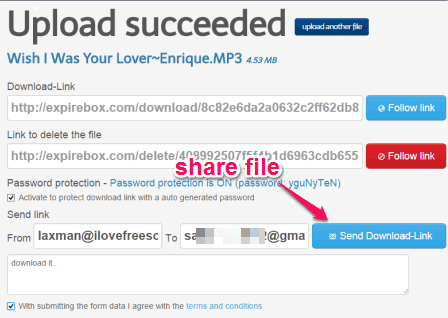 share large files online with password protection