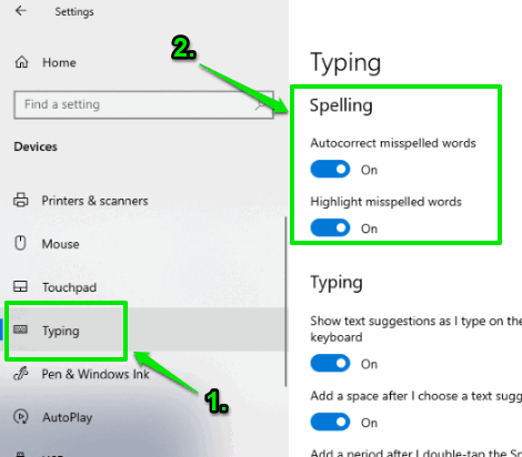 turn autocorrect misspelled words in typing page