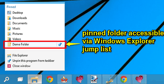 windows 10 access pinned folder