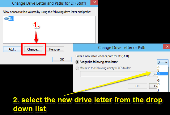 windows 10 assign a new drive letter
