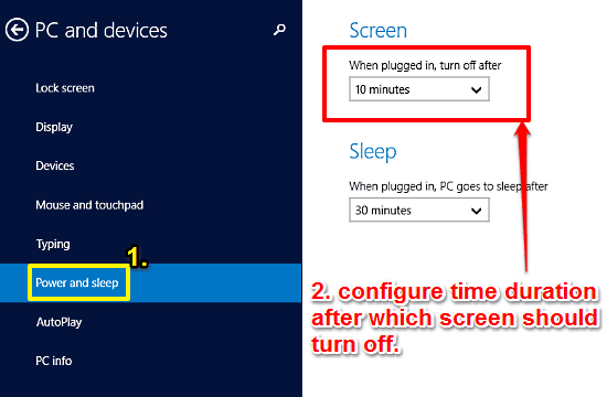 windows 10 change when pc screen turns off