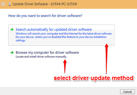 windows 10 choose driver update method