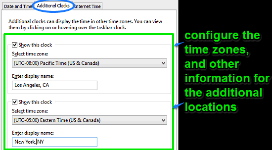windows 10 configure additional clocks