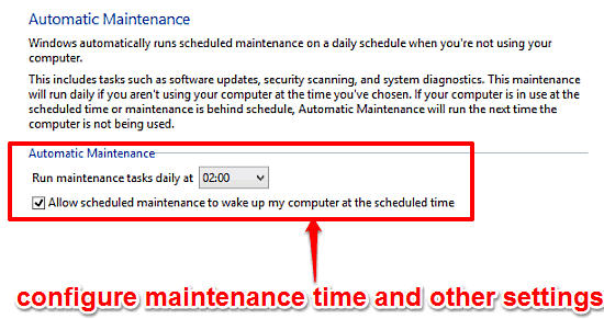 windows 10 configure automatic system maintenance