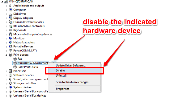 windows 10 disable hardware device