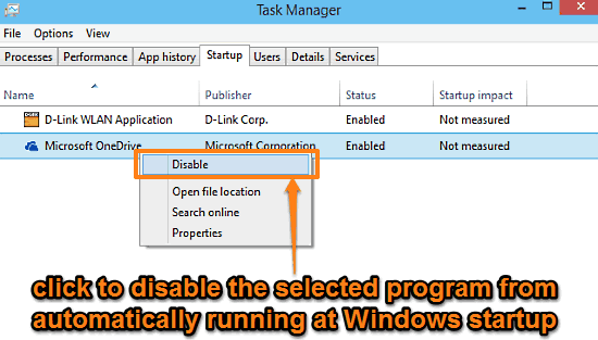 windows 10 disable startup programs