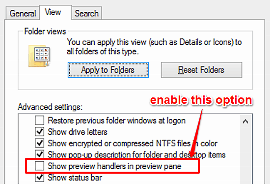windows 10 enable preview handlers